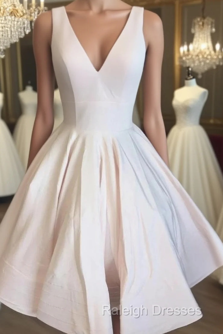 Cute V Neck Satin Short Homecoming Dress Main image