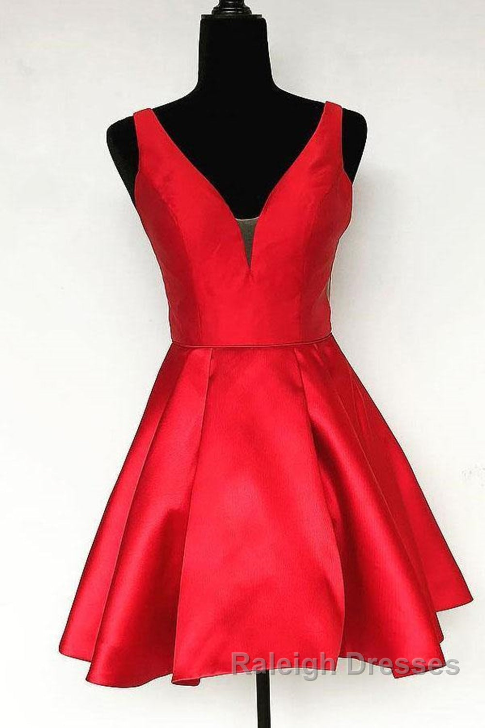 Cute V Neck Satin Short Prom Dress, V Neck Homecoming Dress, Formal Evening Dress Secondary image