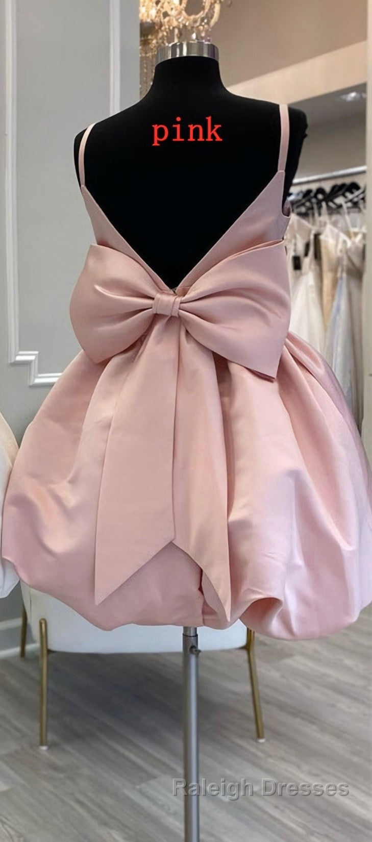 Cute V Neck Short Prom Cocktail Dresses with Bow Secondary image
