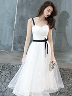 Cute White Short Homecoming Dresses Prom Dresses Tulle With Lace Graduation Dress