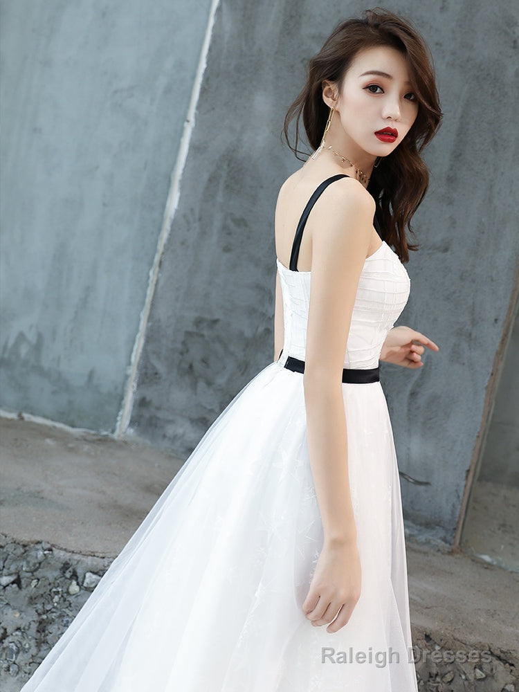Cute White Short Homecoming Dress Party Dress, Tulle With Lace Graduation Dresses