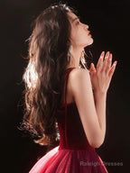 Cute Wine Red Velvet And Tulle Homecoming Dress, Wine Red Straps Party Dress