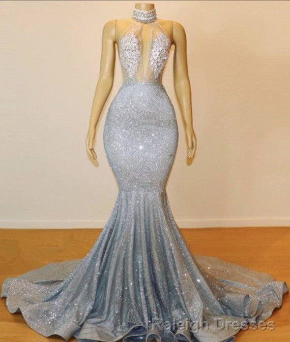 Glamorous Halter Sleeveless Backless Mermaid Floor Length Prom Dress Main image