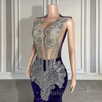 Sequined Sleeveless Mermaid Prom Dresses with Beadings