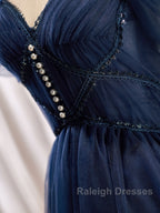 Dark Blue A-Line Short Prom Dress Dark Blue Homecoming Dresses