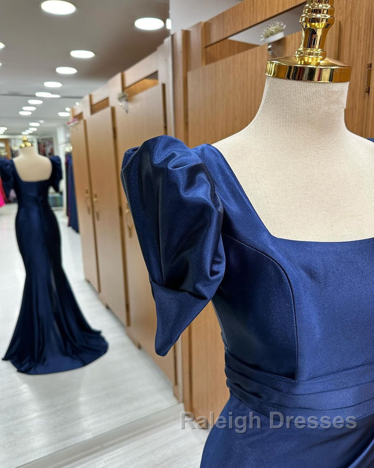 Dark Blue Blue Long Mermaid Prom Dresses With Slit Dark Blue Prom Dresses