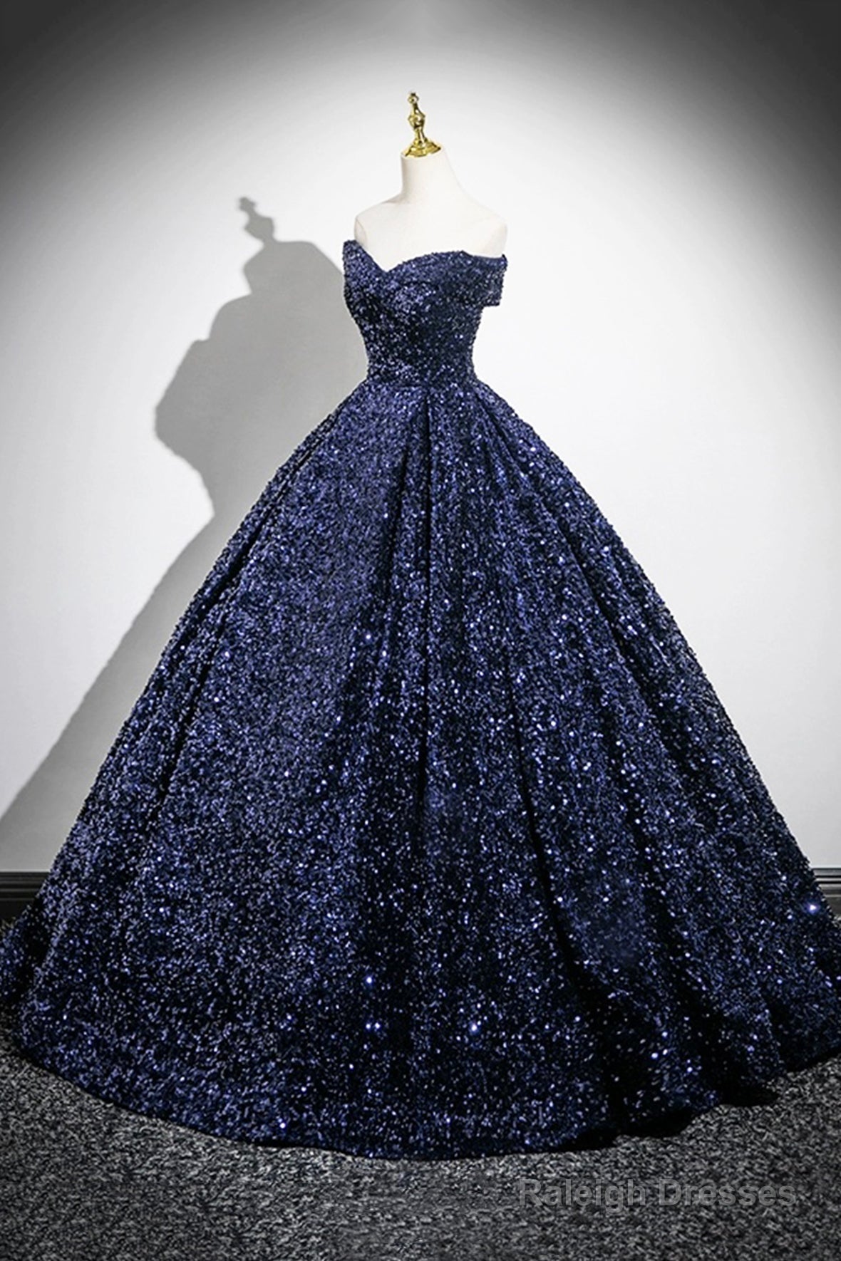 Dark Blue Sequins Long Prom Dress, Elegant A-Line Evening Party Dress Main image