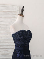 Dark Blue Sweetheart Mermaid Long Prom Dress, Dark Blue Prom Dress