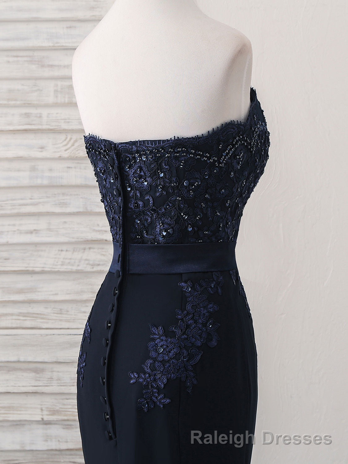 Dark Blue Sweetheart Mermaid Long Prom Dress, Dark Blue Evening Dress
