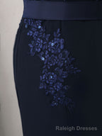 Dark Blue Sweetheart Mermaid Long Prom Dress, Dark Blue Evening Dress