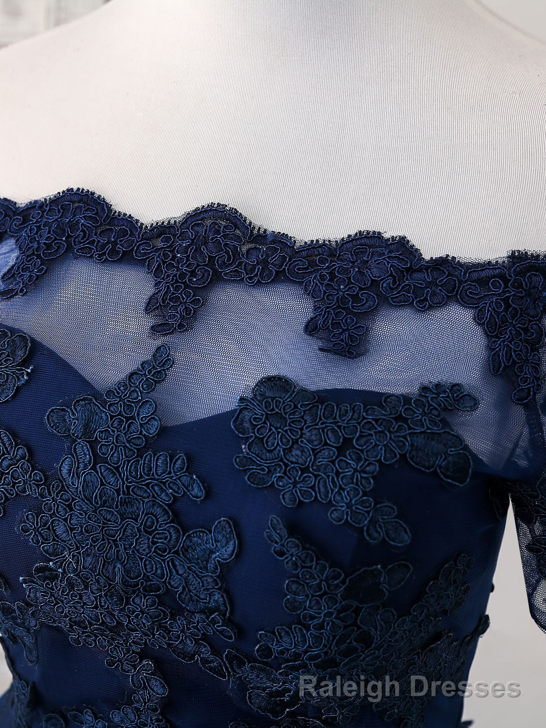 Dark Blue Tulle Lace Short Prom Dress, Dark Blue Homecoming Dress