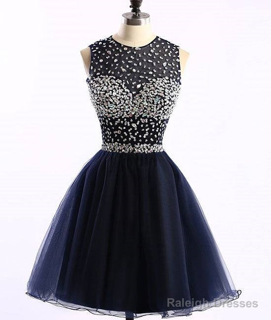 Dark Blue Tulle Short Prom Dress, Cute Homecoming Dress Main image