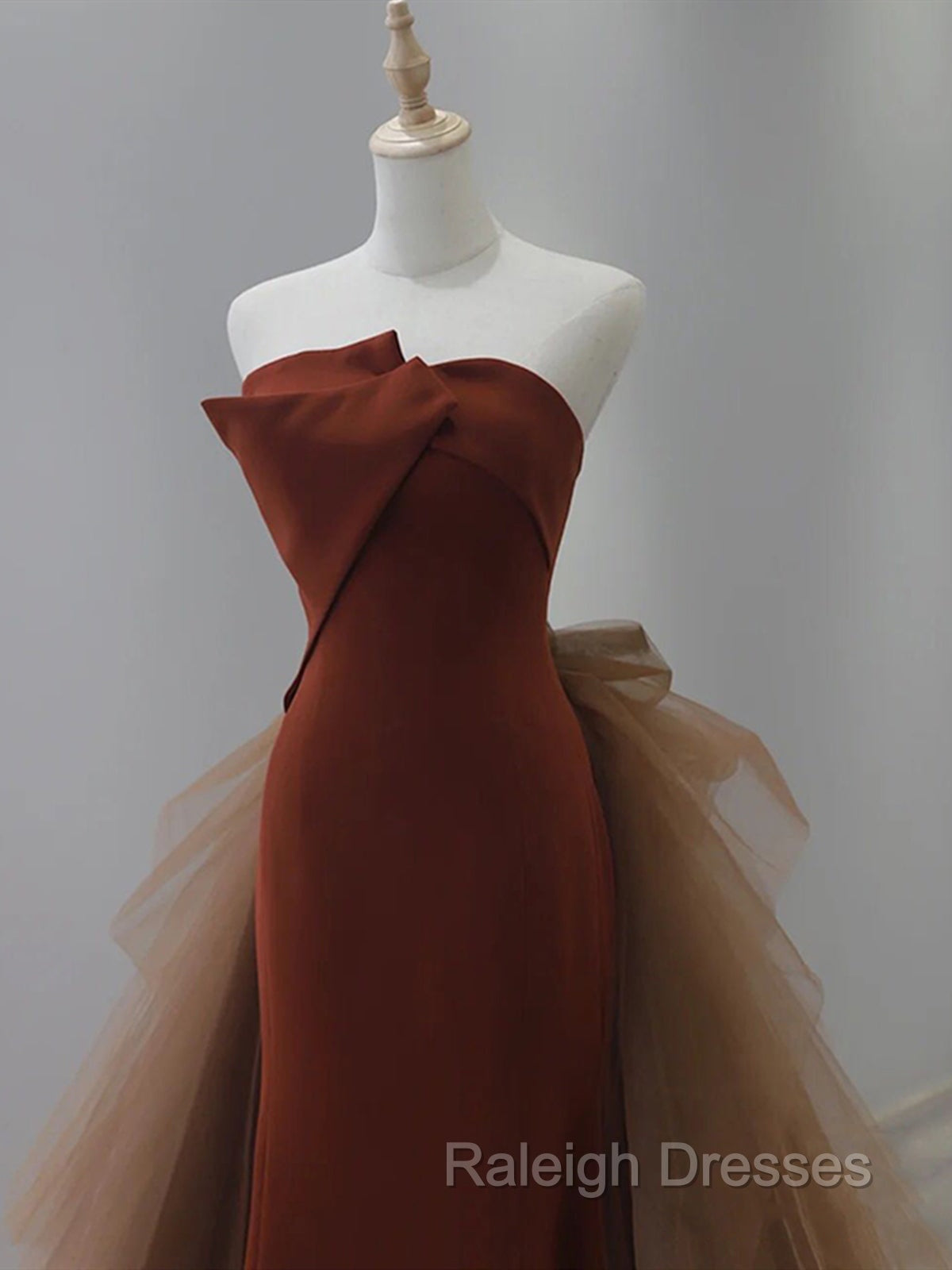 Dark Coffee Long Prom Dresses, Dark Coffee Long Formal Graduation Dresses