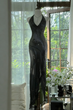 Dark Green Beaded Elegant Long Chiffon Ball Gown Evening Dress Party Dress