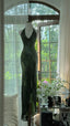 Dark Green Beaded Elegant Long Chiffon Ball Gown Evening Dress Party Dress