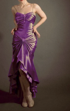 Elegant Spaghetti Strap Mermaid Satin Dark Green Prom Dresses Long Gorgeous Prom Dresses