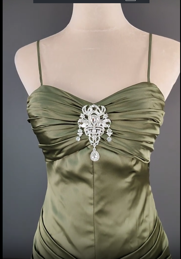 Elegant Spaghetti Strap Mermaid Satin Dark Green Prom Dresses Long Gorgeous Prom Dresses