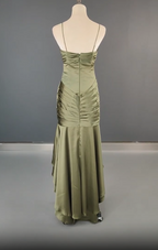 Elegant Spaghetti Strap Mermaid Satin Dark Green Prom Dresses Long Gorgeous Prom Dresses