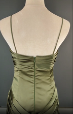 Elegant Spaghetti Strap Mermaid Satin Dark Green Prom Dresses Long Gorgeous Prom Dresses