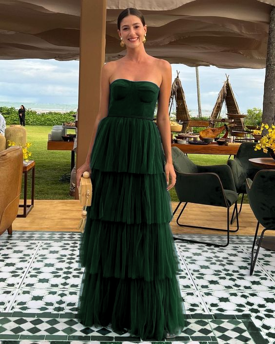 A-Line Tulle Prom Dress Long Prom Dresses
