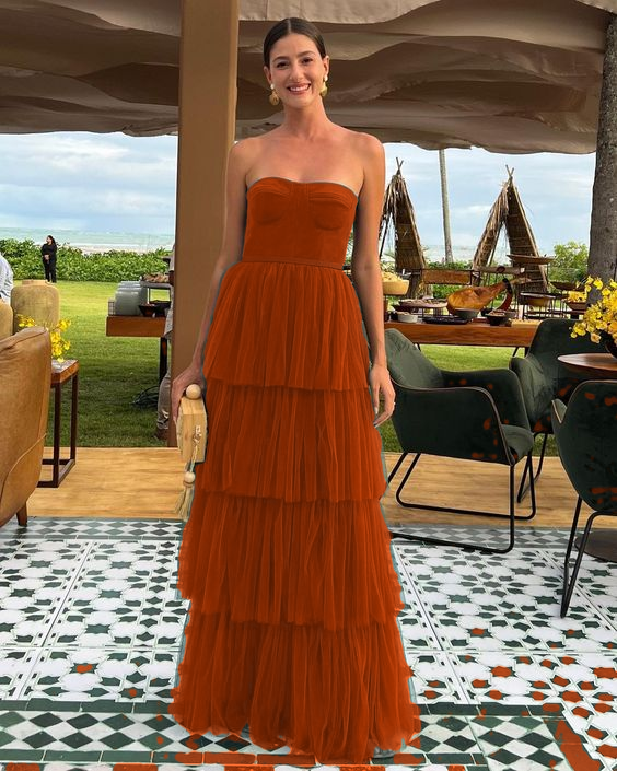 A-Line Tulle Prom Dress Long Prom Dresses