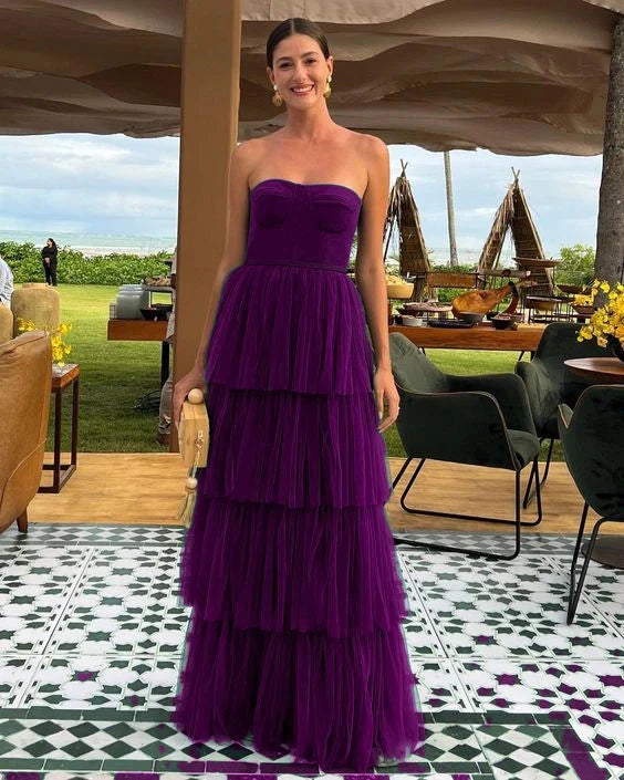 A-Line Tulle Prom Dress Long Prom Dresses