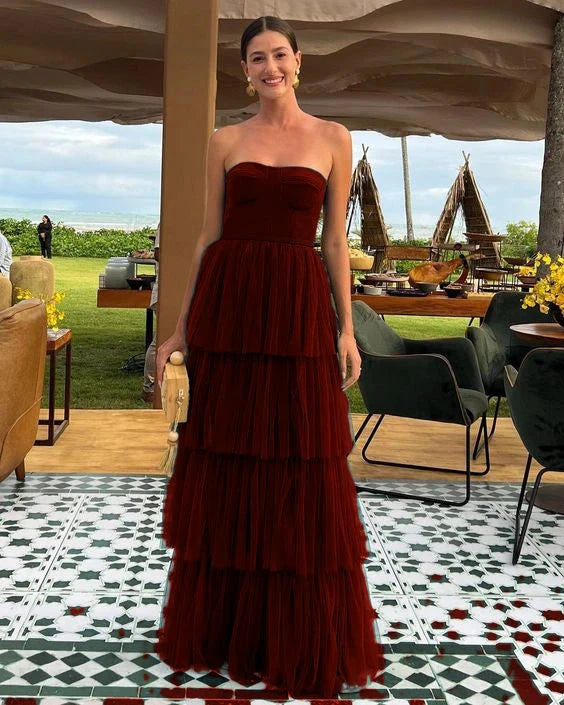 A-Line Tulle Prom Dress Long Prom Dresses