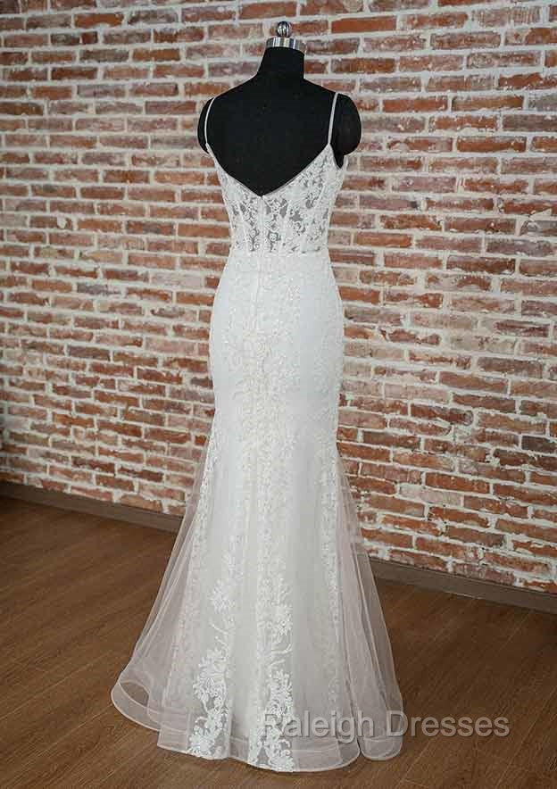 Dark Green Prom Dress Trumpet/Mermaid V Neck Spaghetti Straps Long Dress Floor Length Tulle Prom Dresses With Appliqued Beading Secondary image