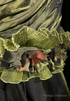 Dark Green Retro Mermaid Irregular Neckline Satin Beaded Long Prom Dress Birthday Graduation Prom Dress