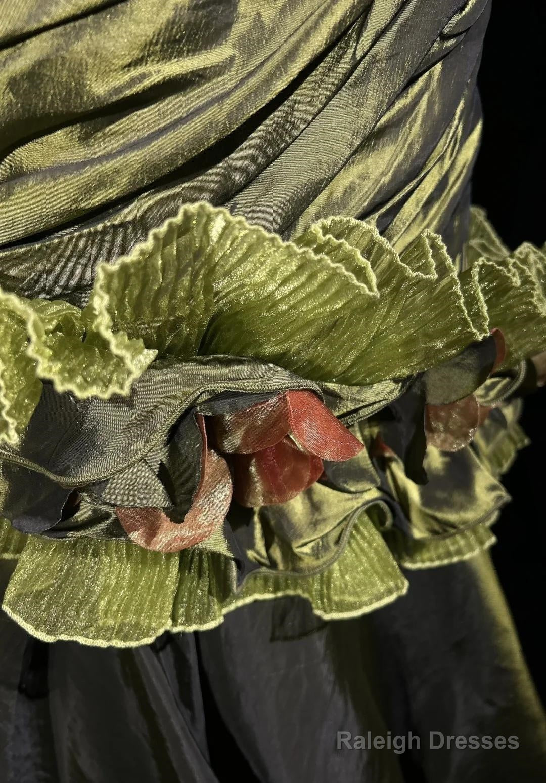 Dark Green Retro Mermaid Irregular Neckline Satin Beaded Long Prom Dress Birthday Graduation Prom Dress