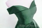 Dark Green Satin Off Shoulder Short Prom Dresses Green Homecoming Dress