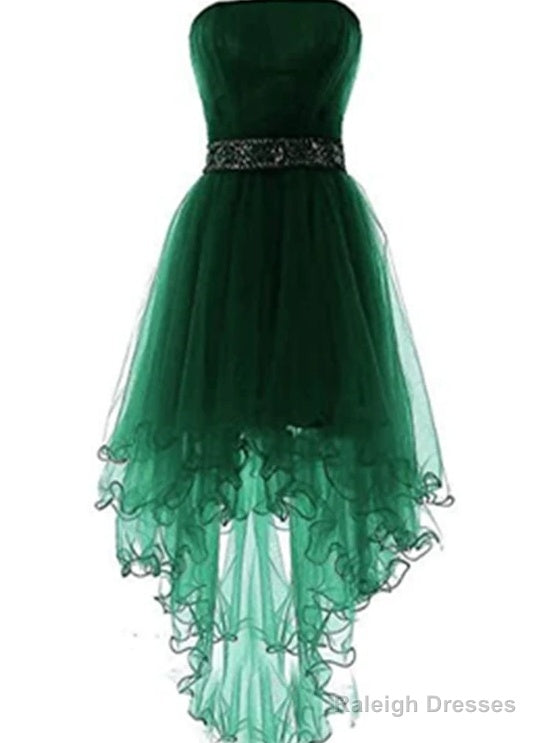 Dark Green Tulle High Low Prom Dresses Green Tulle Prom Dresses Homecoming Dresses Main image