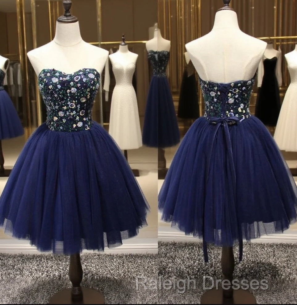 Dark Navy Blue Short Dress With Sequin Bodice For Juniors Homecoming Dresses Main image