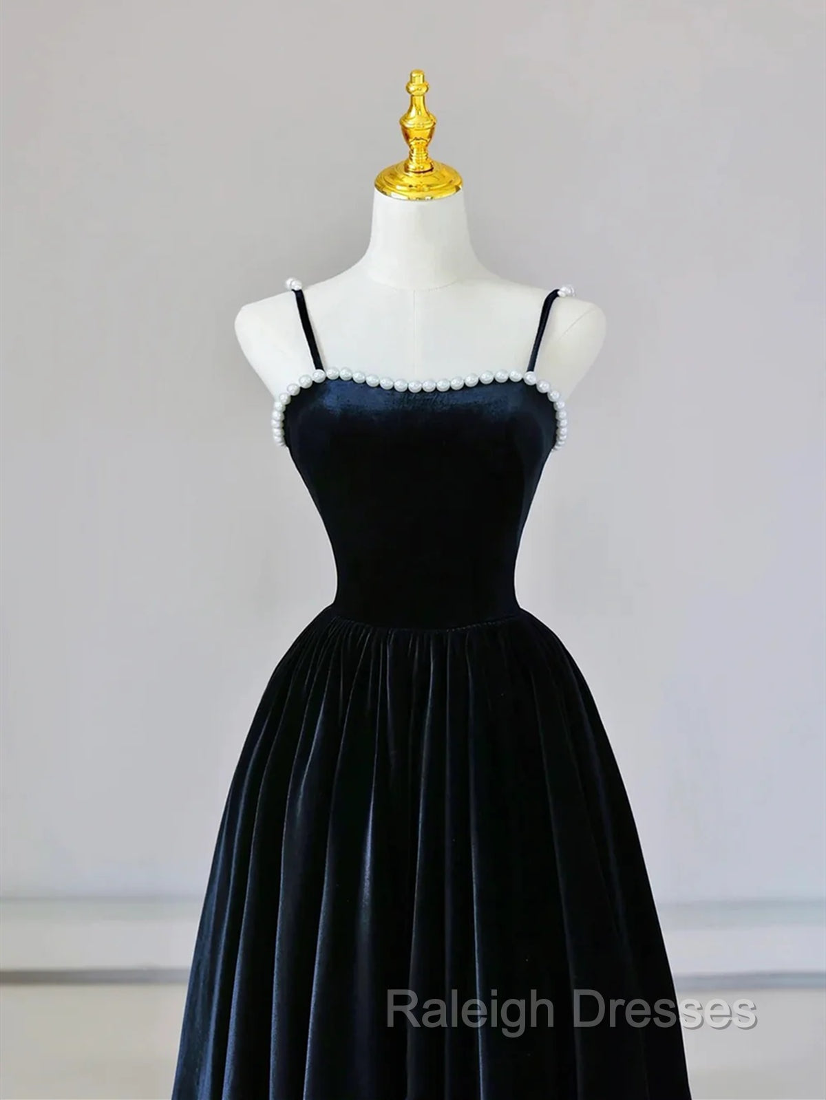 Dark Navy Blue Velvet Long Prom Dresses, Dark Navy Blue Velvet Long Formal Evening Dresses Secondary image