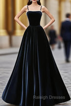Dark Navy Blue Velvet Long Prom Dresses, Dark Navy Blue Velvet Long Formal Evening Dresses