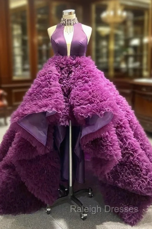 Dark Purple  High Neck Crystal Prom Dress Main image