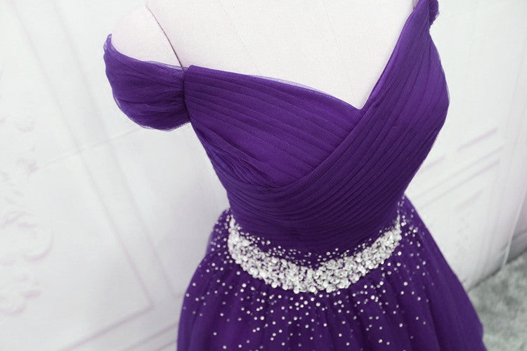Dark Purple Tulle Long Prom Dress Beautiful Junior Prom Dresses