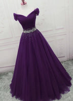 Dark Purple Tulle Long Prom Dress Beautiful Junior Prom Dresses