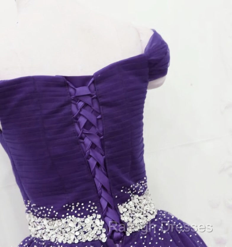 Dark Purple Tulle Long Prom Dress Junior Prom Dresses