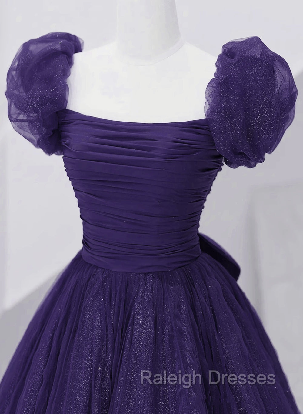 Dark Purple Tulle Scoop A-line Long Formal Dress, Dark Purple Evening Dress Prom Dress Secondary image