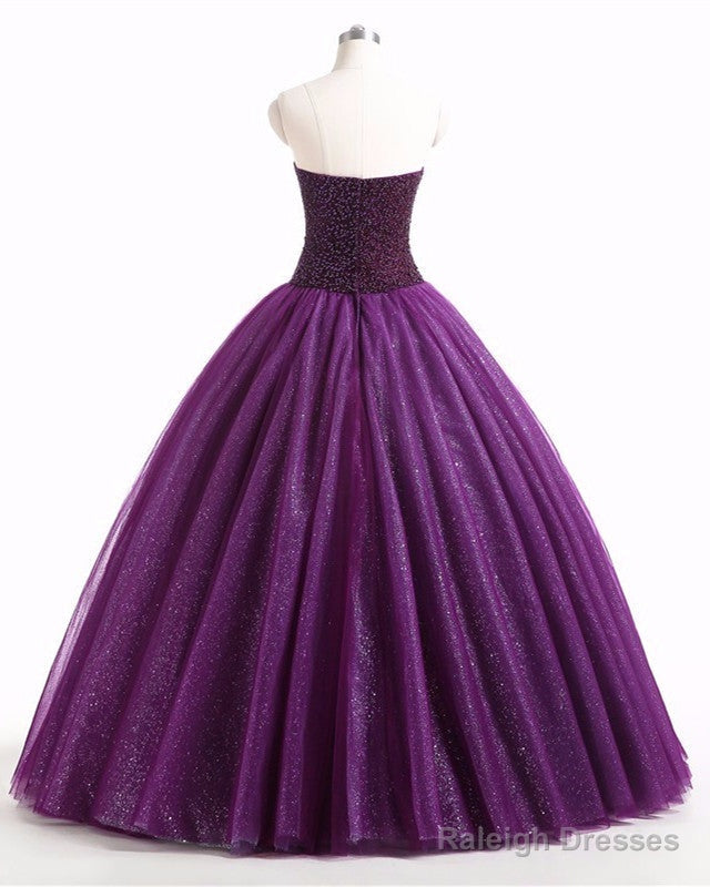 Dark Purple Wedding Dresses Beaded Ball Gowns