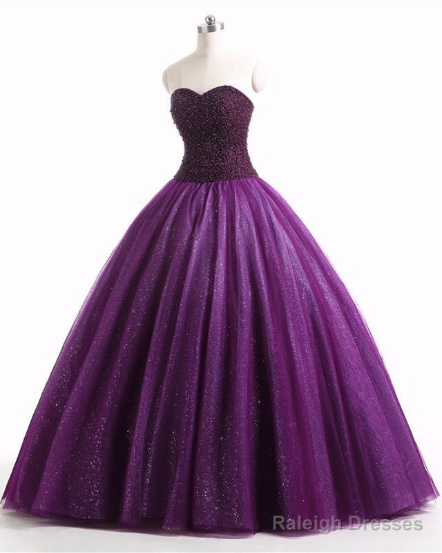Dark Purple Wedding Dress Beaded Ball Gown