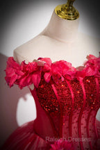Dark Red Beading Prom Dresses With Corset Off The Shoulder Short Sleeve Floor-Length Prom Dresses