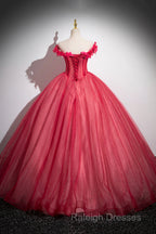 Dark Red Beading Prom Dresses With Corset Off The Shoulder Short Sleeve Floor-Length Prom Dresses