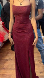 Burgundy Sparkly Glitter Prom Dresses Long Prom Dresses