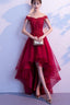 Dark Red High Low Dresses Beautiful Tulle And Lace Prom Dresses Prom Gowns