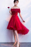 Dark Red High Low Flowers Homecoming Dresses Charming Prom Dresses