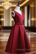 Dark Red Satin Short Homecoming Dresses Lovely Bridesmaid Dresses