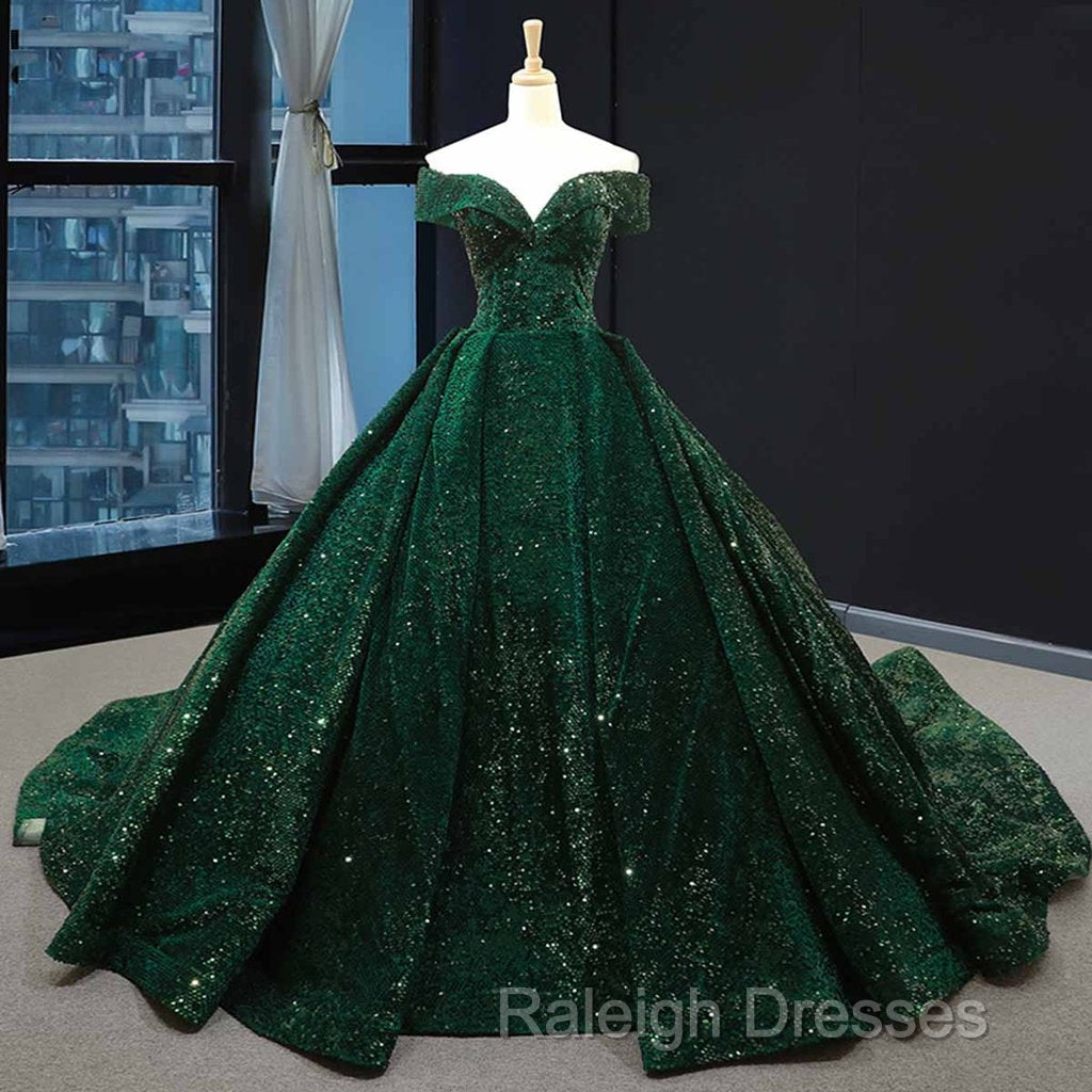 Deep Green Long Quinceanera Dresses Sweet 16 Prom Dress Pageant Dress