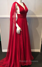 Deep V Neck Chiffon Long Prom Dress Simple Prom Gown